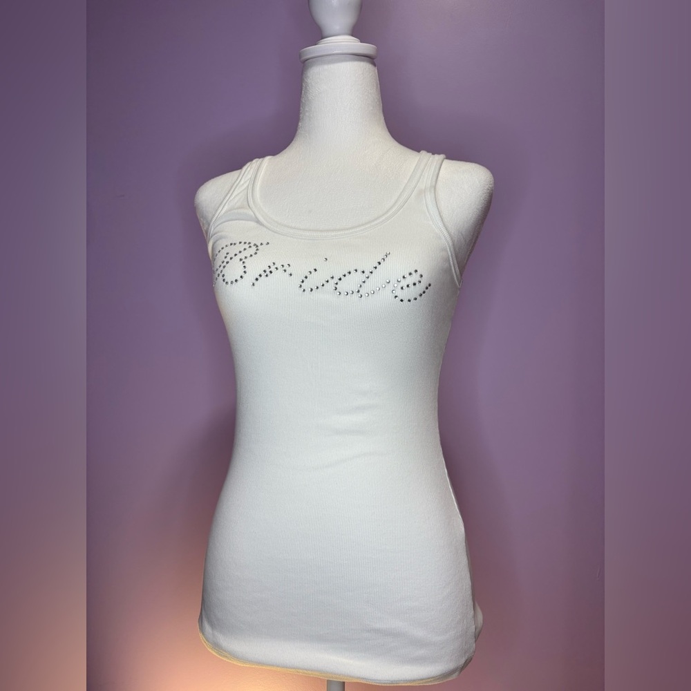 Gillian & O’Malley women’s ribbed rhinestone stone tank top size Medium